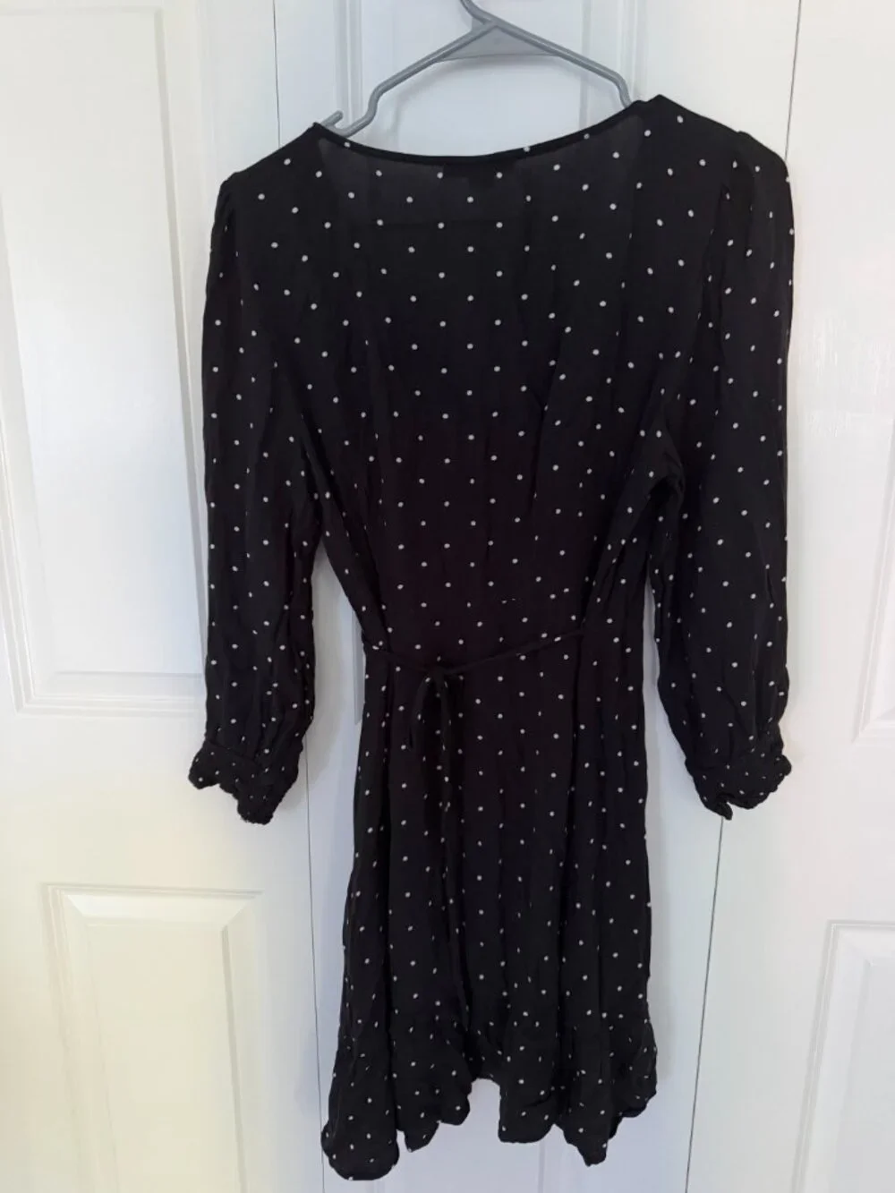 American Eagle Outfitters Women’s Long Sleeve Polka Dot Wrap Dress Ruffle - Med